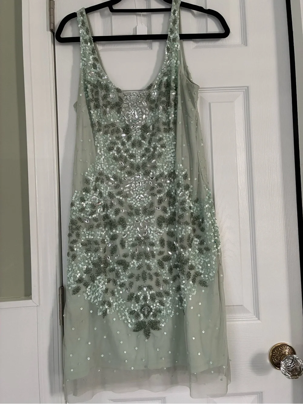 Adrianna Papell Mint Sequin Embellished Mini Dress